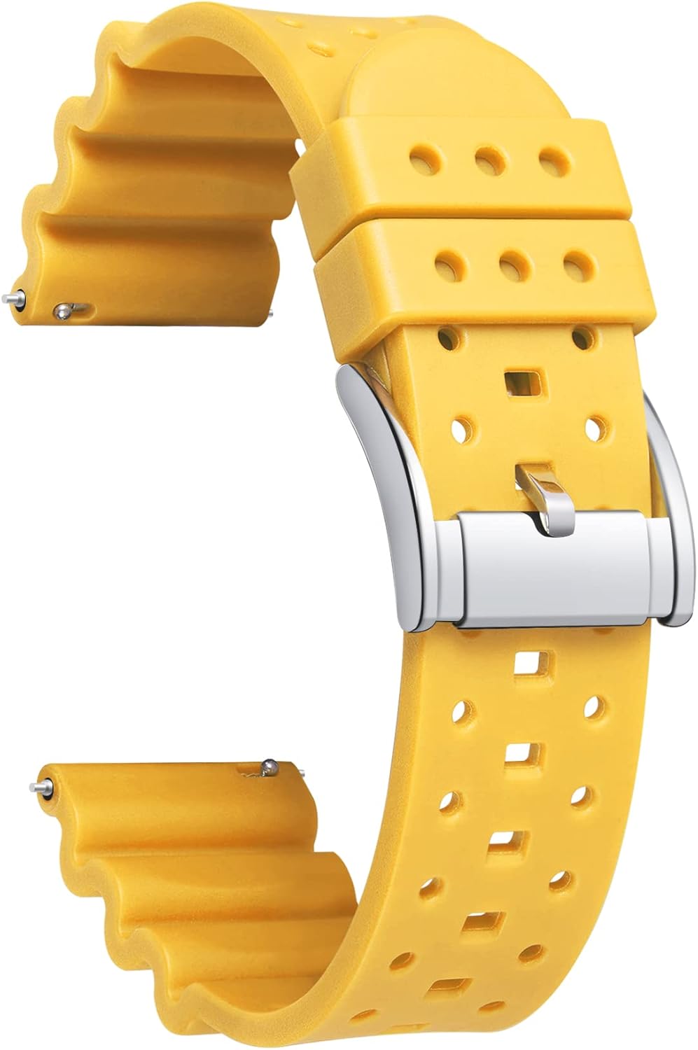 Silicone Watch Bands Quick Release Ventilated Supple Replacement Rubber Watch Strap 20mm/22mm/24mm Smart Watch Bands for Men/Women 7 Colors(Black/Blue/Orange/Green/Grey/Yellow/Red)