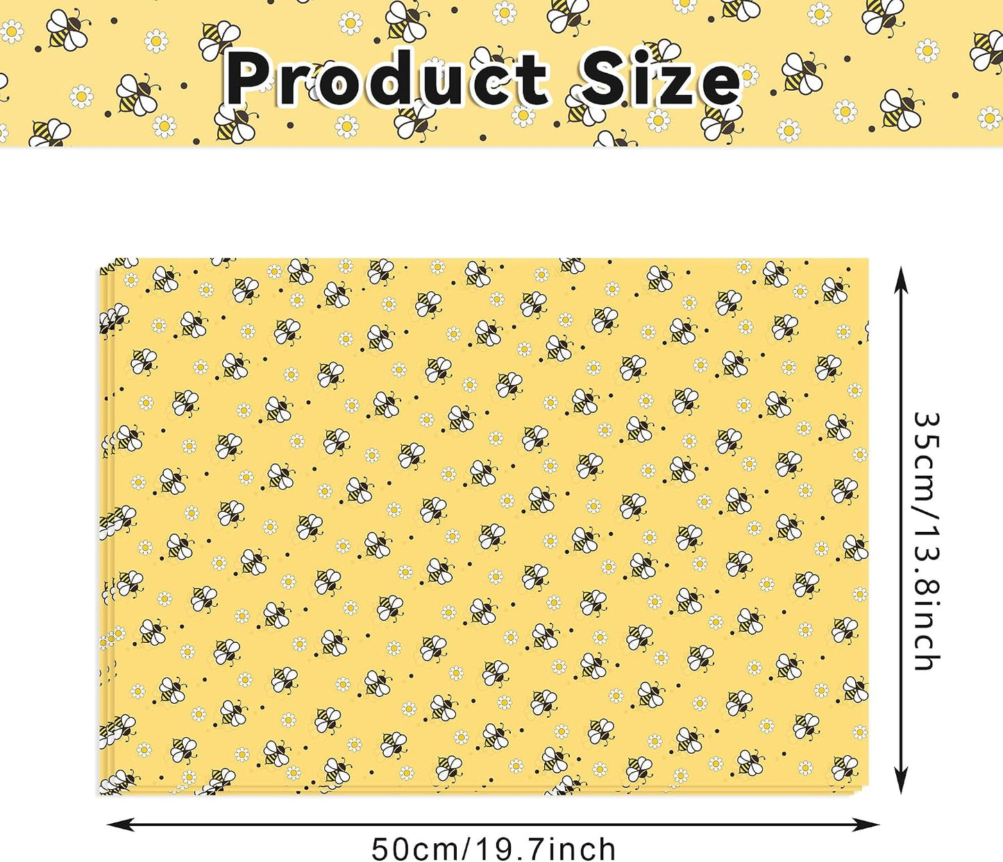 100Sheets Bee Tissue Paper Supplies Yellow Honeybee Gift Wrap Tissue Paper for Summer Spring Birthday Baby Shower Party DIY Crafts Decors, 13.8 x 19.7 inches