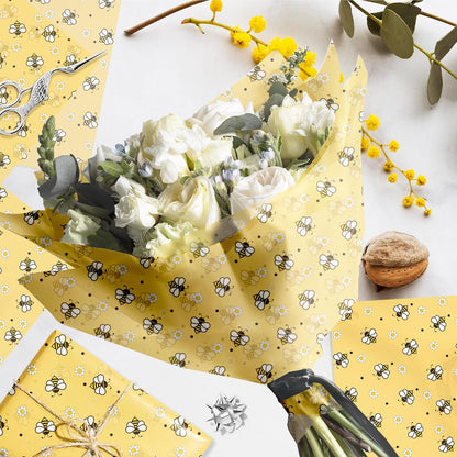 100Sheets Bee Tissue Paper Supplies Yellow Honeybee Gift Wrap Tissue Paper for Summer Spring Birthday Baby Shower Party DIY Crafts Decors, 13.8 x 19.7 inches