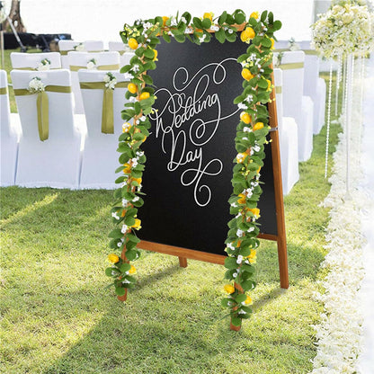2Pcs Total 11 Ft Artificial Lemon Garland Spring Summer Faux Fruit Vine Garlands with Greenery for Door Wall Mantle Wedding Party Table Decorations