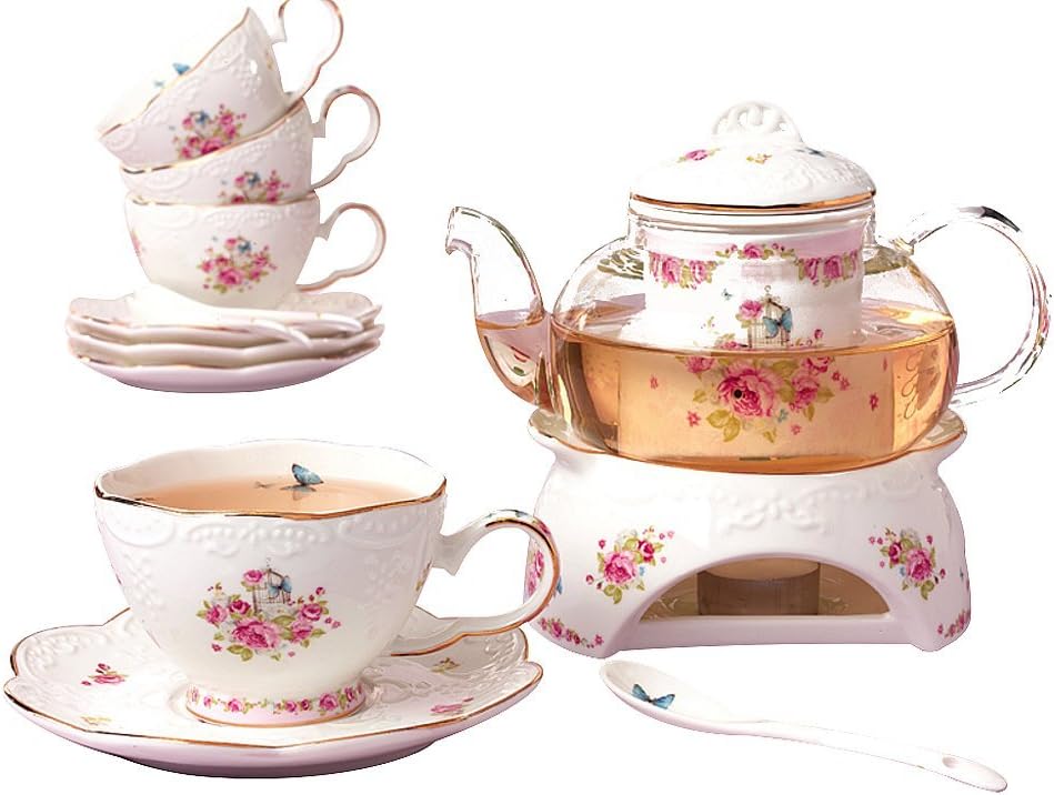 Fine China Porcelain Coffee Cups Flower Series Teacup Saucer