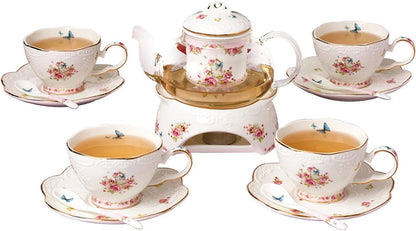 Fine China Porcelain Coffee Cups Flower Series Teacup Saucer