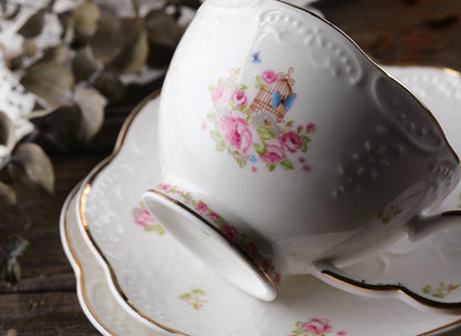 Fine China Porcelain Coffee Cups Flower Series Teacup Saucer