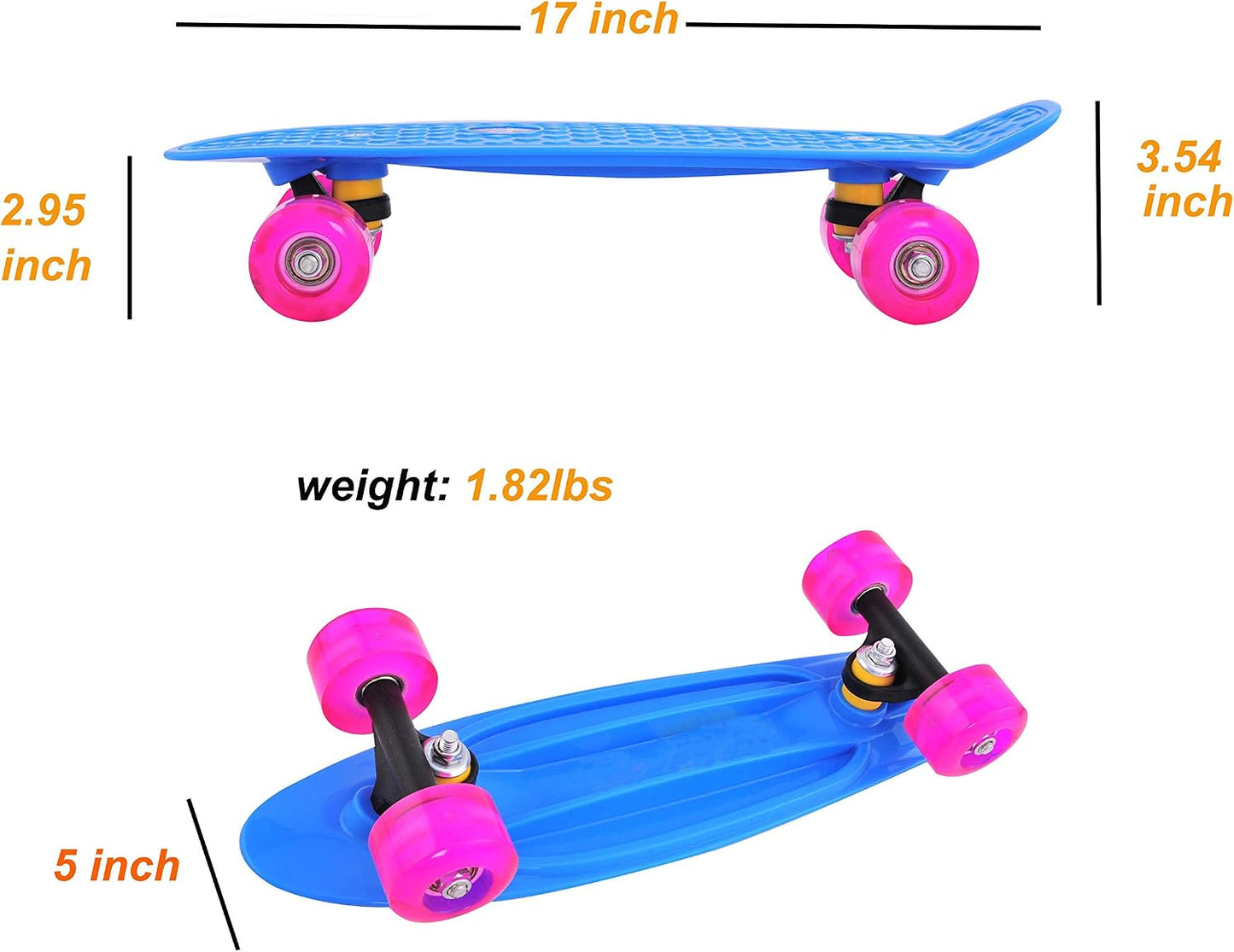 17inchX5inch Completed Skateboard Mini Cruiser Board with High Bounce PU Wheel