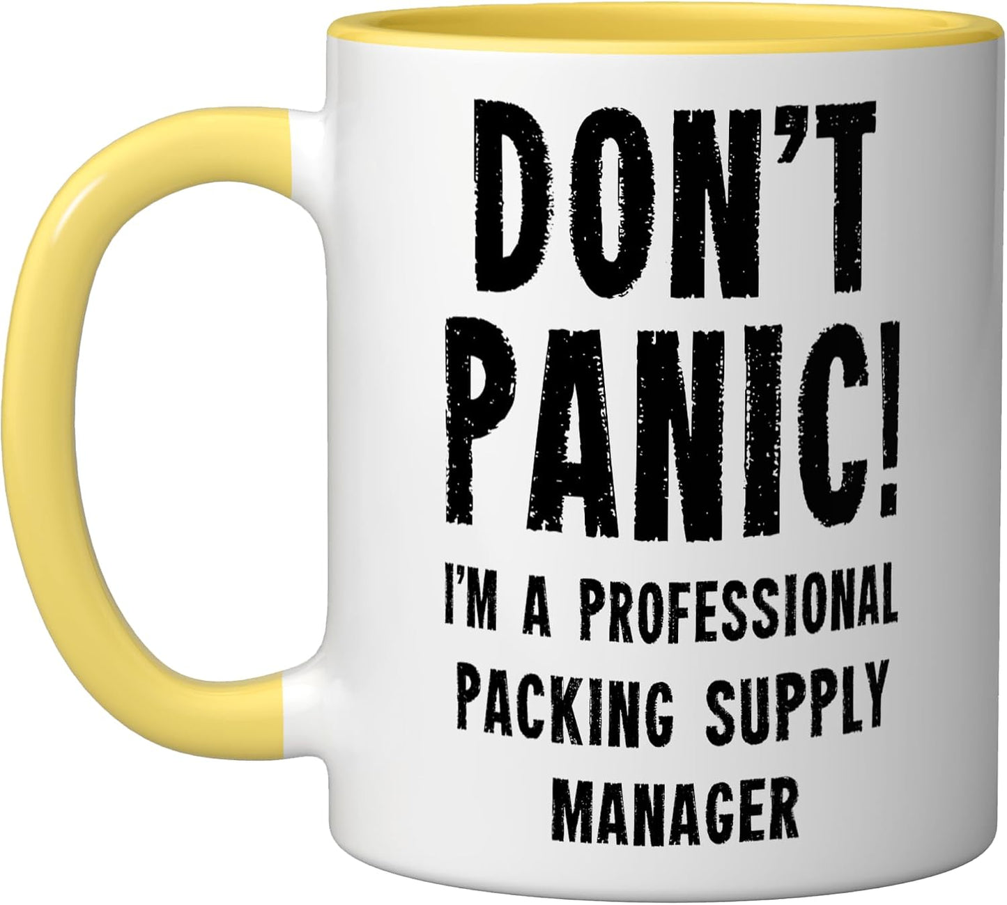 Packing Supply Manager Ceramic Mug, Yellow/White