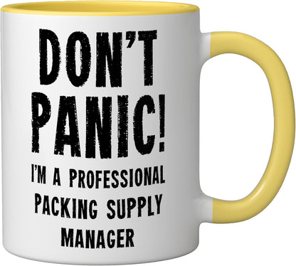 Packing Supply Manager Ceramic Mug, Yellow/White