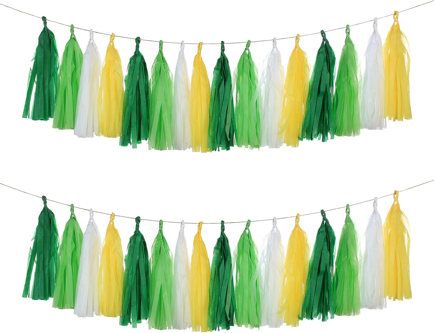 20PCS Yellow Green White Party Decorations Tissue Party Banner Garland for Bachelorette Engagement Birthday Wedding Baby Bridal Shower Anniversary Garden Tea Party Supplies