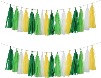 20PCS Yellow Green White Party Decorations Tissue Party Banner Garland for Bachelorette Engagement Birthday Wedding Baby Bridal Shower Anniversary Garden Tea Party Supplies