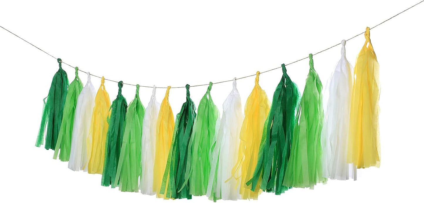 20PCS Yellow Green White Party Decorations Tissue Party Banner Garland for Bachelorette Engagement Birthday Wedding Baby Bridal Shower Anniversary Garden Tea Party Supplies