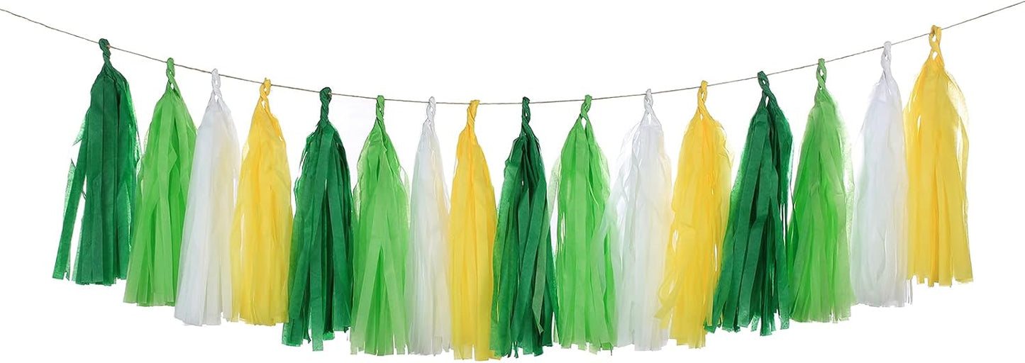 20PCS Yellow Green White Party Decorations Tissue Party Banner Garland for Bachelorette Engagement Birthday Wedding Baby Bridal Shower Anniversary Garden Tea Party Supplies