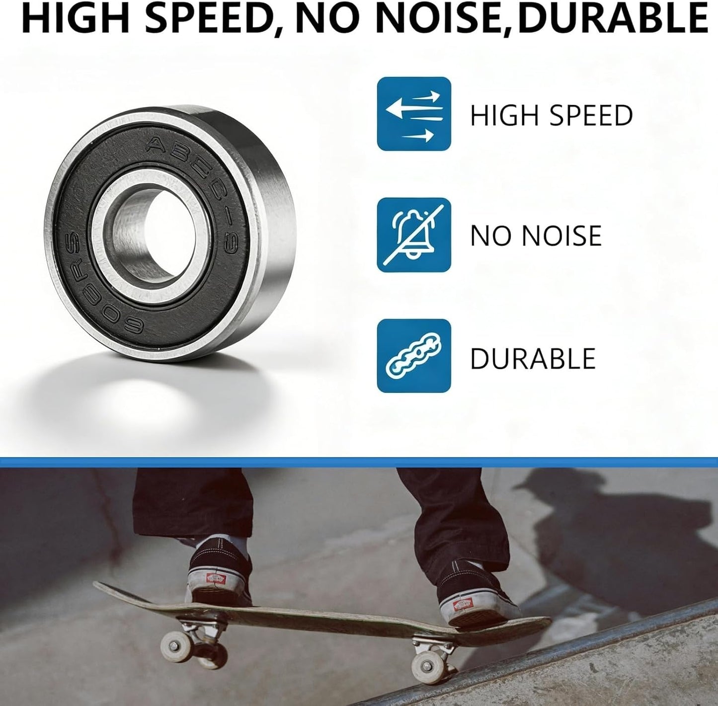 60mm 88A Skateboard Wheels with Bearings, Set of 4 - Durable Wheels for Street Skating, Skate Park Tricks & Cruising, Fits Standard Skateboards