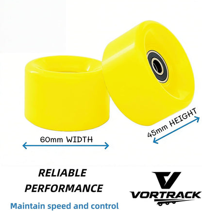 60mm 88A Skateboard Wheels with Bearings, Set of 4 - Durable Wheels for Street Skating, Skate Park Tricks & Cruising, Fits Standard Skateboards