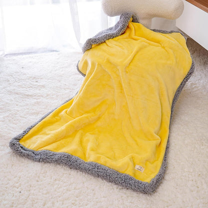 Thick Pet Blankets, Calming Dog Blanket Machine Washable, Warm Cat Blanket for Bed Couch Sofa, Pet Throw Cats Dogs Mat, Fleece Blanket for Dogs and Cats (Yellow,60x40cm)