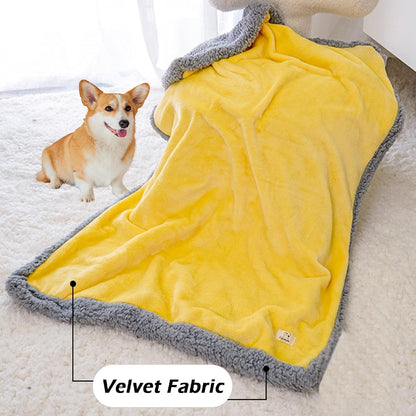 Thick Pet Blankets, Calming Dog Blanket Machine Washable, Warm Cat Blanket for Bed Couch Sofa, Pet Throw Cats Dogs Mat, Fleece Blanket for Dogs and Cats (Yellow,60x40cm)