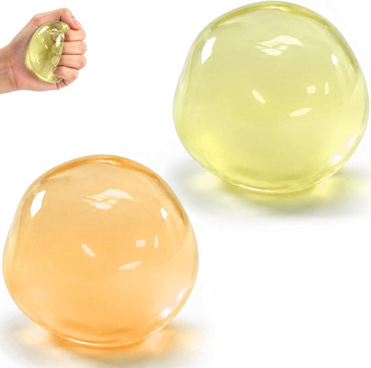 2PCS Coconut Oil Squishy for Anxiety & Relaxation, Yellow & Orange | Coconut Oil Stress Ball, Slow Rising Fidget Squeeze Toy for Work, Office, Party Favors, Gift for Adults