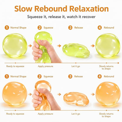 2PCS Coconut Oil Squishy for Anxiety & Relaxation, Yellow & Orange | Coconut Oil Stress Ball, Slow Rising Fidget Squeeze Toy for Work, Office, Party Favors, Gift for Adults
