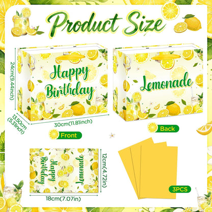 Lemon Happy Birthday Gift Bag Yellow Lemons Theme Party Wrapping with Tissue Paper and Card Decorations for Kids Adult Summer Fruit Birthday Baby Shower Lemonade Party Favors Gift Wrap Bag Supplies