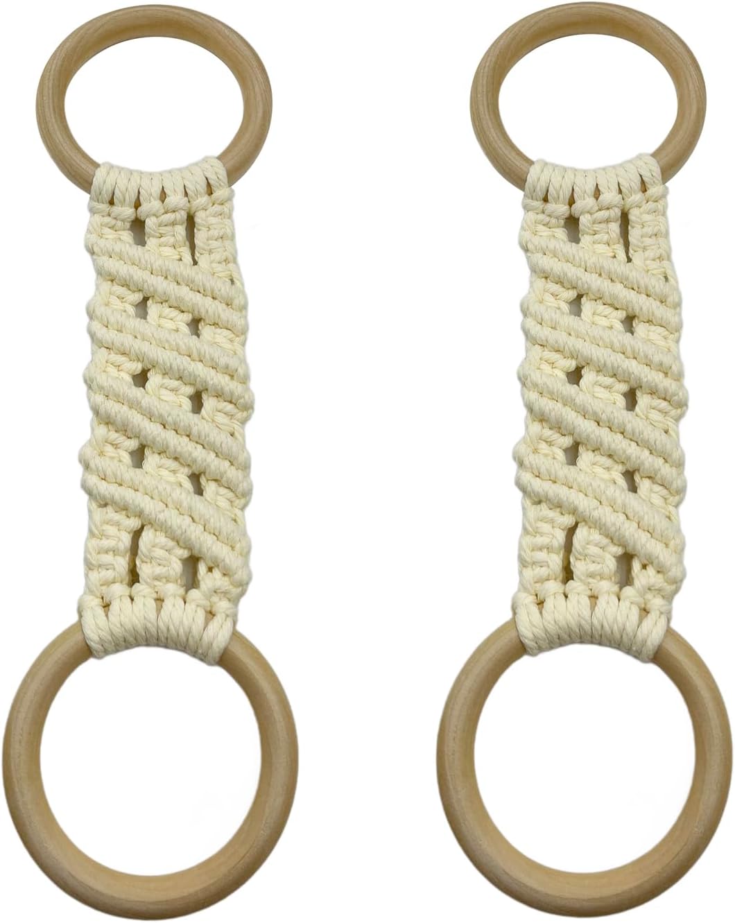 2 Pcs Handmade Crochet Towel Holder for Kitchen Decorative Boho Dish Towel Hanger Loop Ring(Light Yellow, Style 1)