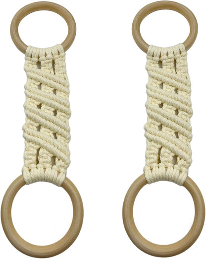 2 Pcs Handmade Crochet Towel Holder for Kitchen Decorative Boho Dish Towel Hanger Loop Ring(Light Yellow, Style 1)