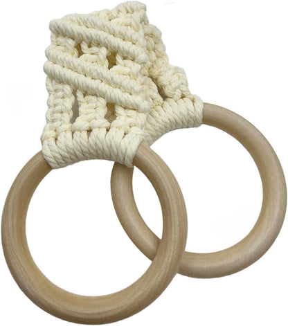 2 Pcs Handmade Crochet Towel Holder for Kitchen Decorative Boho Dish Towel Hanger Loop Ring(Light Yellow, Style 1)
