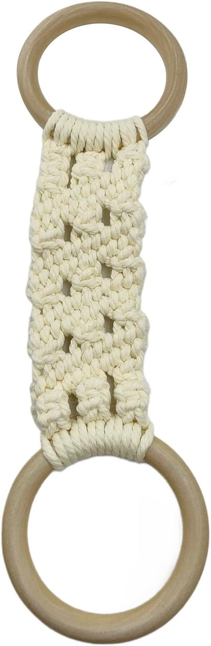 2 Pcs Handmade Crochet Towel Holder for Kitchen Decorative Boho Dish Towel Hanger Loop Ring(Light Yellow, Style 1)
