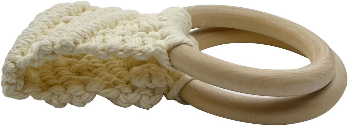 2 Pcs Handmade Crochet Towel Holder for Kitchen Decorative Boho Dish Towel Hanger Loop Ring(Light Yellow, Style 1)