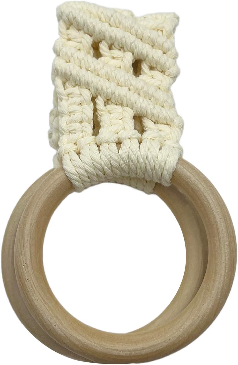 2 Pcs Handmade Crochet Towel Holder for Kitchen Decorative Boho Dish Towel Hanger Loop Ring(Light Yellow, Style 1)