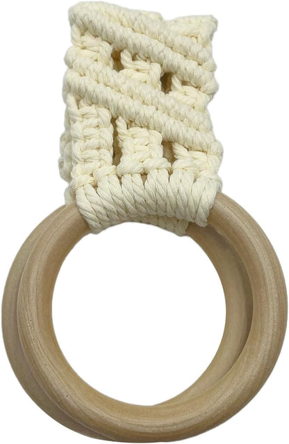 2 Pcs Handmade Crochet Towel Holder for Kitchen Decorative Boho Dish Towel Hanger Loop Ring(Light Yellow, Style 1)