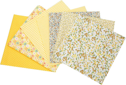 Cotton Fabric DIY Making Supplies Quilting Patchwork Fabric Fat Quarter Bundles DIY for Quilting Cotton Patchwork Cushions (Yellow, 20" x 20")