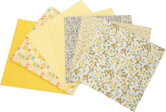 Cotton Fabric DIY Making Supplies Quilting Patchwork Fabric Fat Quarter Bundles DIY for Quilting Cotton Patchwork Cushions (Yellow, 20" x 20")