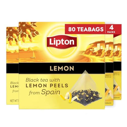 Black Tea Lemon, Pyramid Tea Bags, Flavored Teabags for a Refreshing Cup of Tea, 80 Total Tea Bags (20ct - Pack of 4)