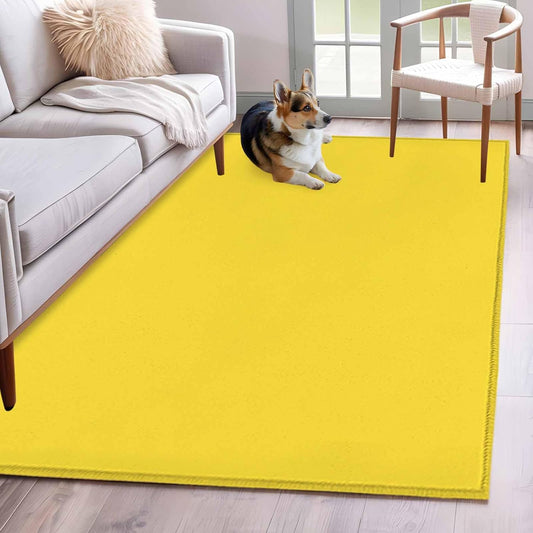 Lemon Yellow 3x5 Area Rugs for Living Room, Farmhouse Solid Yellow Color Non Slip Washable Rug Runner, Modern Art Low Pile Indoor Floor Carpet Mat Bathroom Rugs for Bedroom, Kids Room, Outdoor