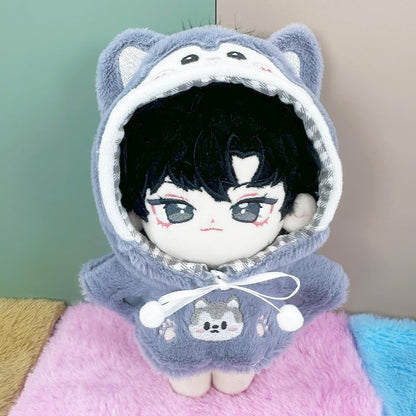 10cm-15cm Plush Doll Clothes Shark Puppy Bunny Cape Compatible with 17cm Labubu Doll (Yellow)