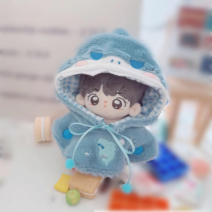 10cm-15cm Plush Doll Clothes Shark Puppy Bunny Cape Compatible with 17cm Labubu Doll (Yellow)