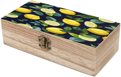 Lemon Fruit Wooden Keepsake Box Wooden Box with Hinged Lid Decorative Storage Boxes Unique Gift Ideas for Men & Women （Size 7.9" X 3.9" X 2.3"）