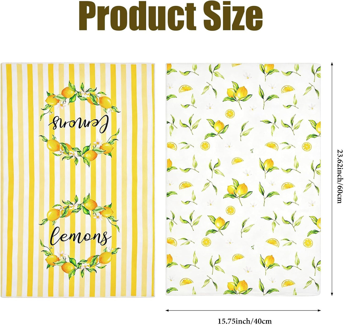 Lemon Flower Summer Kitchen Towels Set of 2 Dish Towels 24 x 16 Inch Yellow Lemon Floral Decor Hand Towel Absorbent Dishcloth Quick Drying Baking Cooking Cloth for Kitchen Bathroom