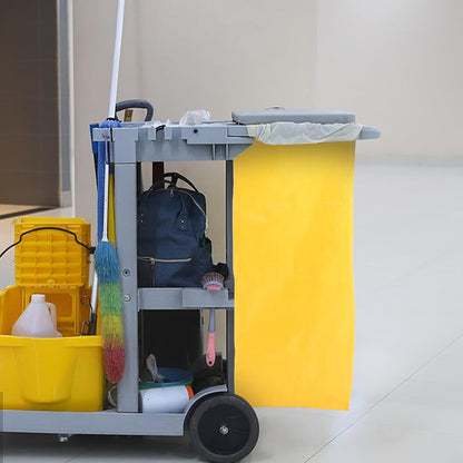 Large Capacity Cleaning Bag for Housekeeping Cart with Oxford Cloth Material and Versatile Use, Yellow Laundry and Rags Storage Bag for Hotel Services and Janitorial Cleaning
