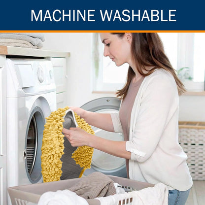 Soft Chenille Bathroom Toilet Lid Cover 17.5x15, Machine Washable Seat Covers, Stays in Place Non-Slip Backing, Fits Most Round, Elongated and Oblong Lids, Accessories Decor, Yellow
