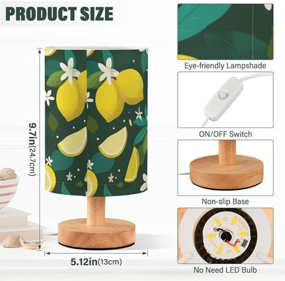 Bedside Table Lamp Lemon Yellow Citrus Fruits (86) Kids Nightstand Lamp Night Light Fabric Shade for Bedroom Living Room Home Office