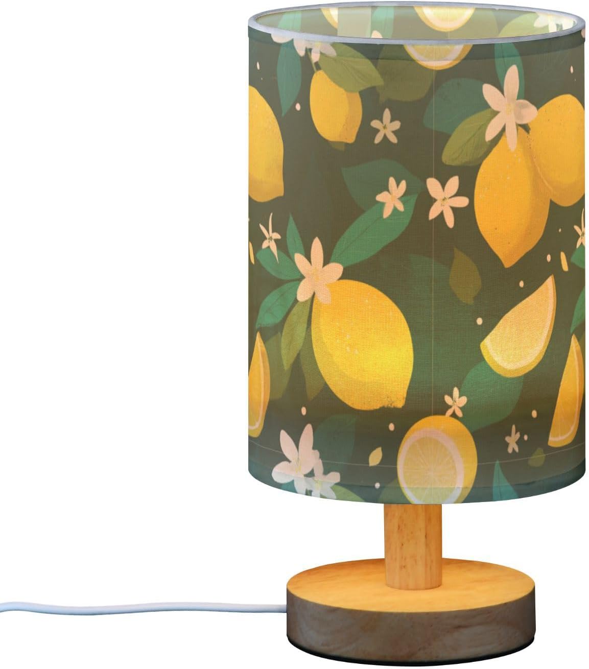 Bedside Table Lamp Lemon Yellow Citrus Fruits (86) Kids Nightstand Lamp Night Light Fabric Shade for Bedroom Living Room Home Office