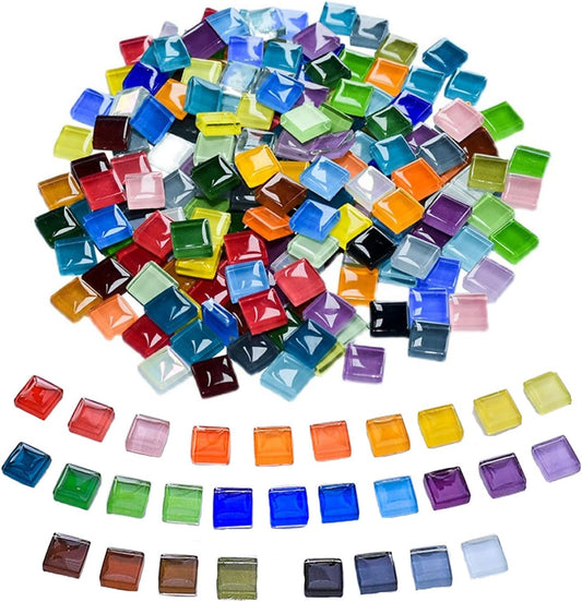 1100pcs Mixed Colors Glass Mosaic Tiles, DIY Mosaic Tiles for Crafts, 2.2lbs Crystal Stained Glass Tiles, Children Handmade DIY Art Craft Projects for Home Decoration