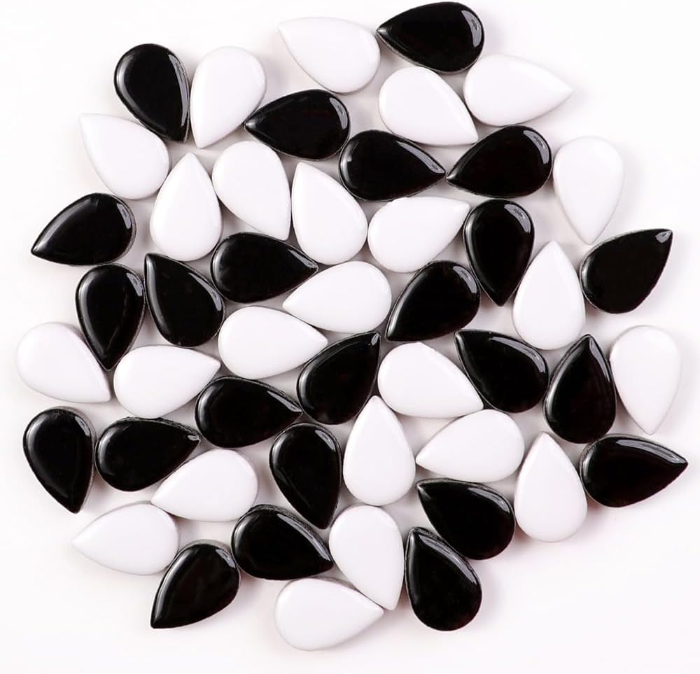 200g Ceramic Teardrop Mosaic Tiles, Green Yellow Blue Red Purple White Black Small Raindrop Petal Mosaics Ceramic Pieces for DIY Hobbies Mosaic Crafts Art Works & Deco (TD100)
