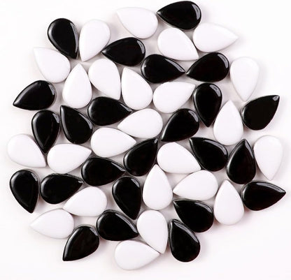 200g Ceramic Teardrop Mosaic Tiles, Green Yellow Blue Red Purple White Black Small Raindrop Petal Mosaics Ceramic Pieces for DIY Hobbies Mosaic Crafts Art Works & Deco (TD100)