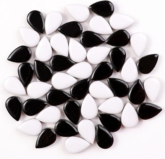 200g Ceramic Teardrop Mosaic Tiles, Green Yellow Blue Red Purple White Black Small Raindrop Petal Mosaics Ceramic Pieces for DIY Hobbies Mosaic Crafts Art Works & Deco (TD100)