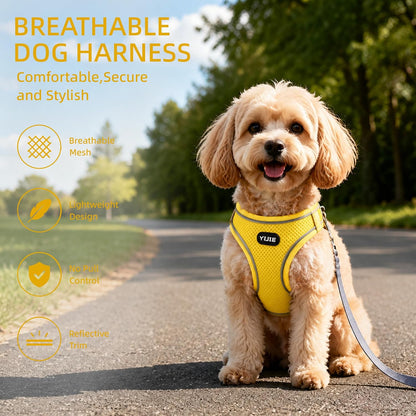 Step-in Air Dog Harness, All Weather Mesh Step in Vest Harness for Small and Medidum Dogs and Cats, Adjustable Soft Padded Dog Vest with Easy Control Handle for Dogs Pets (Yellow, XS)