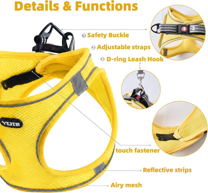 Step-in Air Dog Harness, All Weather Mesh Step in Vest Harness for Small and Medidum Dogs and Cats, Adjustable Soft Padded Dog Vest with Easy Control Handle for Dogs Pets (Yellow, XS)