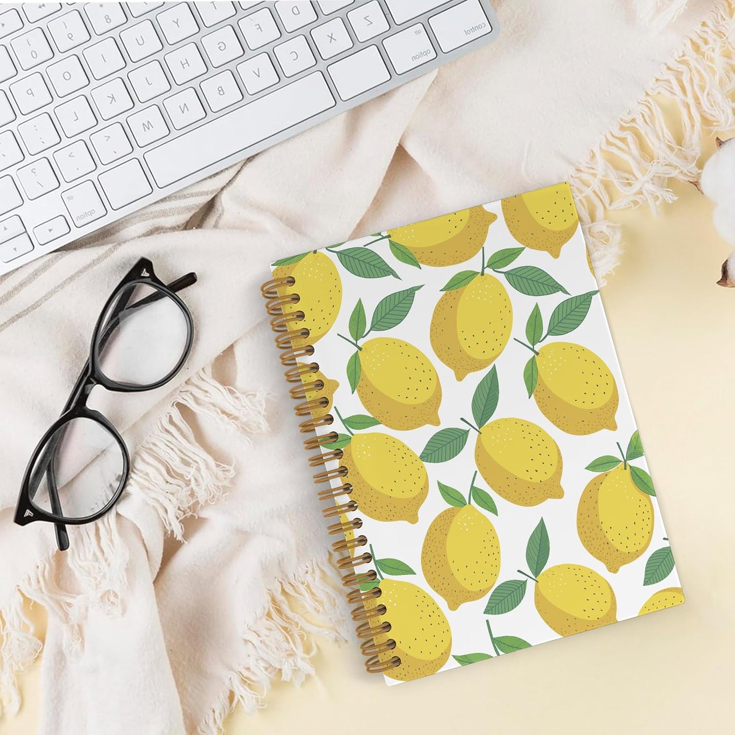 Lemon Spiral Notebook, Summer Journal Notebook, Lemon Themed Gifts Notebooks for School Work, Summer Fruit Office Supplies Gifts for Women Men, 5.5x8.3 Inch