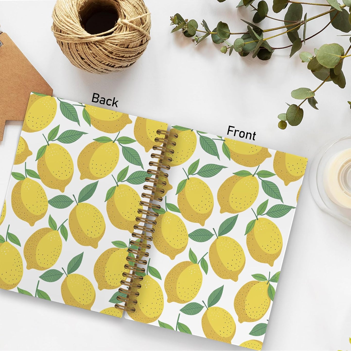 Lemon Spiral Notebook, Summer Journal Notebook, Lemon Themed Gifts Notebooks for School Work, Summer Fruit Office Supplies Gifts for Women Men, 5.5x8.3 Inch