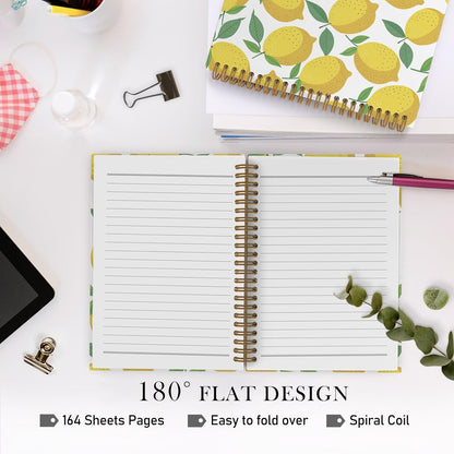 Lemon Spiral Notebook, Summer Journal Notebook, Lemon Themed Gifts Notebooks for School Work, Summer Fruit Office Supplies Gifts for Women Men, 5.5x8.3 Inch