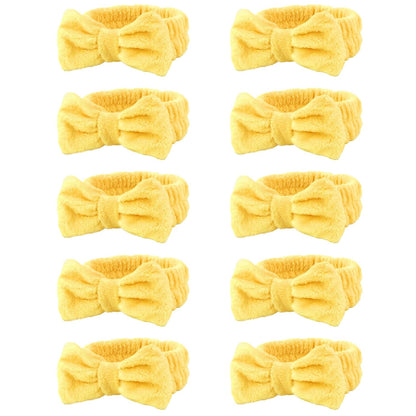 10 Pack Cute Yellow Soft Spa Headbands Bulk for Women Girls | Skincare Headband for Washing Face, Make up, Skincare, Yoga and Shower, Pajama Party Favor & Gift Set